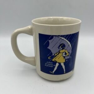 Vintage 1968 Morton Salt Girl Ad Coffee Mug Umbrella When It Rains Pours